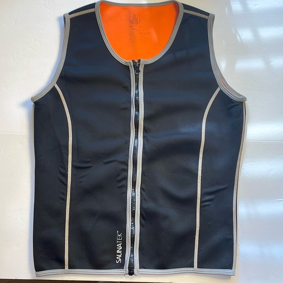 SaunaTek Men's Neoprene Slimming Vest Black Full Zipper Size Medium - Picture 1 of 9